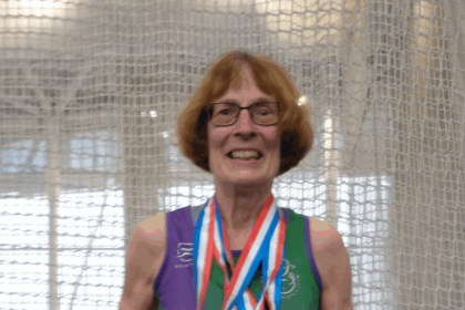 Surprising Sarah at the British Masters Championships;- Throws Pentathlon- 10000m Track- 1 Mile Track- 10000m Track Walk- 1 Mile Track Walk