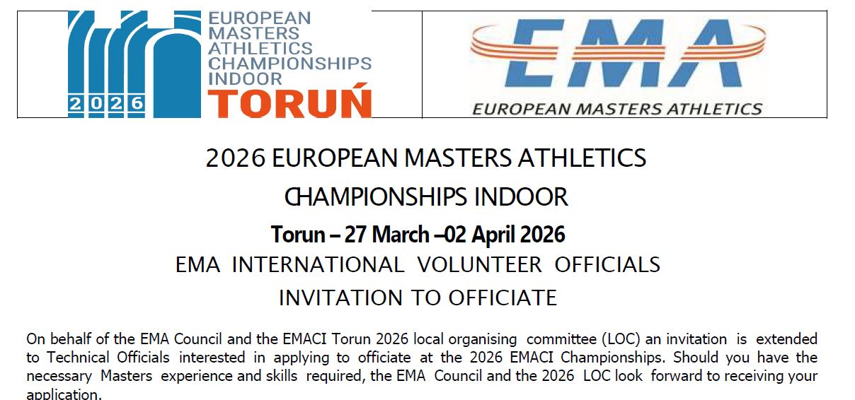 2026 EUROPEAN MASTERS ATHLETICS CHAMPIONSHIPS INDOOR - INTERNATIONAL VOLUNTEER OFFICIALS - EMA
